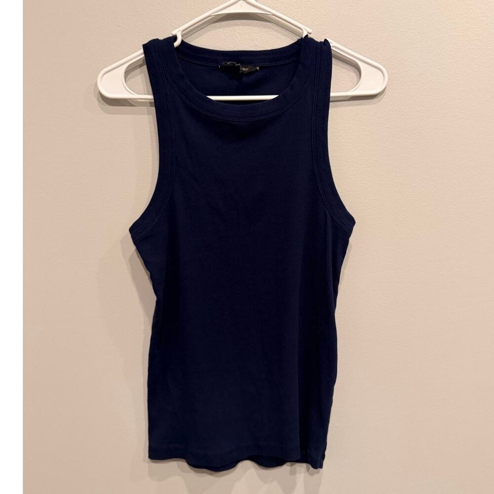 Banana Republic Basic Ribbed High-Neck Tank Top Navy Blue Size M